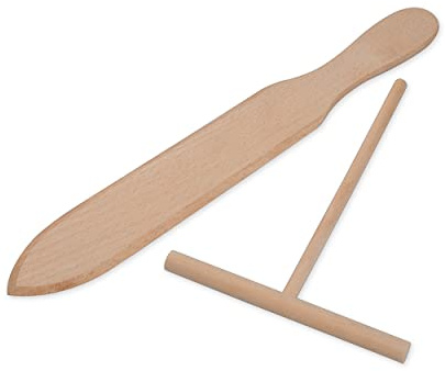 DS. DISTINCTIVE STYLE Crepe Spreader and Crepe Spatula Kit Set of 2 Crepe Tools Wooden Spatula and 4.7-inch T-shaped Tool
