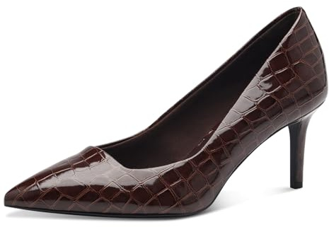 Tamaris Escarpins végétaliens à Talons Aiguilles pour Femme, Marron Croco, 37 EU