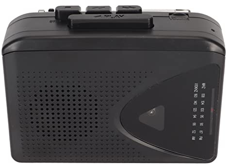 Bärbar kassettspelare, Kompatibel med FM Am Radio, HiFi Clear Ljud, 3,5 mm Jack Manuell justeringskanaler, Senior Cassette Tape Gamer (Svart)