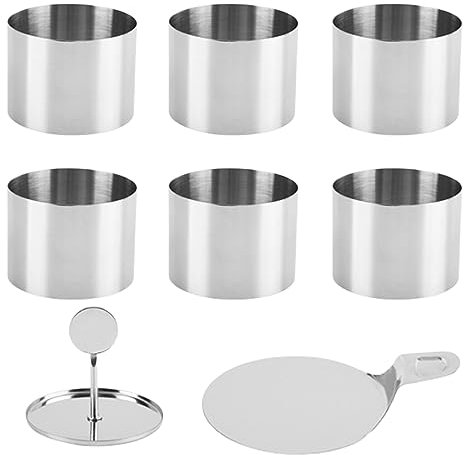 Anneau à gâteau et anneaux à dessert, 6Pcs Round Cake Rings Molds Stainless Steel Mousse Rings Presentation Mould Rings Cheesecake Mould Baking Tools for DIY Desserts