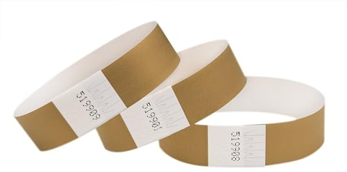 CINTAPUNTO 500 st tyvek inmatningsarmband, ID-armband, festivalarmband, neonarmband, för evenemang, säkerhet, fest, rivtålig, 16 färger (guld)