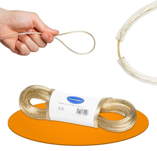 homeXpert Wäscheseil/Wäscheleine extra stark 50m mit Vollstahleinlage 2,7 mm transparent ummantelt, Wäscheleine mit stahlkern, Ersatzleine für Wäschespinne, Garten, Outdoor, Camping, Reisen und Balkon