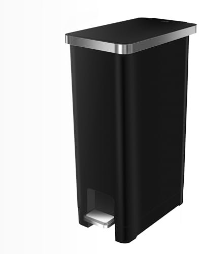 EKO Pattumiera Cucina Hana 30L Nera con Pedale | Plastica Compatta | Chiusura Silenziosa Bagno