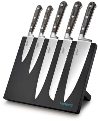 Kuppels ZORO - Bloque magnético para cuchillos y juego de cuchillos (5 piezas, bloque magnético para cuchillos, bloque de cuchillos con juego de cuchillos)