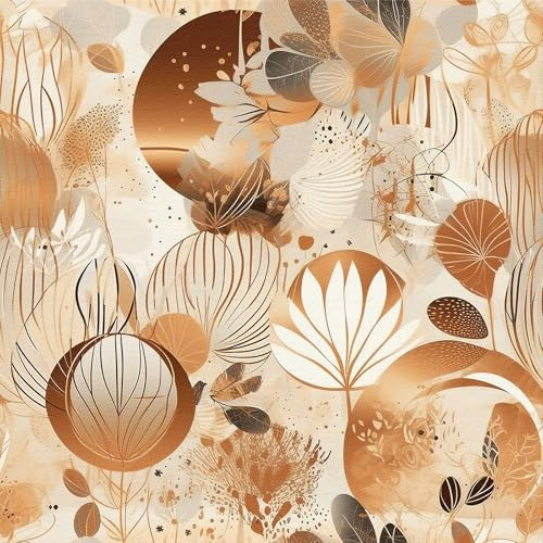 LZH-LP Carta da Parati Autoadesiva, 44x600CM Floreale con Intrecci Floreali Astratti Pellicola Decorativa Rimovibile Floreale Leggera