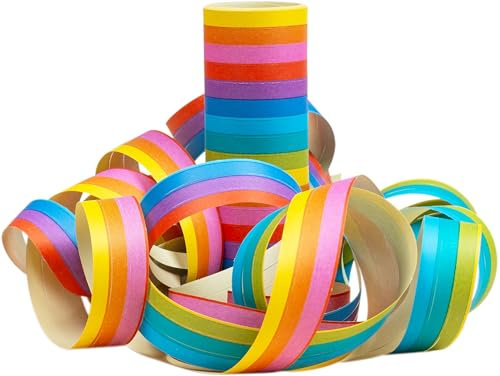 3 rotoli di stelle filanti, lunghezza 4 m, 5 colori a righe