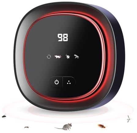 Ahuyentador de Ratas, 4 Modos Repelente Ratas y Ratones, 360° Ultrasonido Arañas, 300m² Ahuyentador de Ratones, Repelente Ultrasónico de Plagas para Mosquitos, Arañas, Polillas, Cucarachas, Hormigas