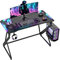 BEXEVUE Gaming Desk with LED Armor, 100x50 cm RGB Computer Desk with Carbon Fiber and Z Frame Design Gaming PC Desk with Head Phone Hook for E-sport Gamer Table, Easy Assemble Home Office desk, Black