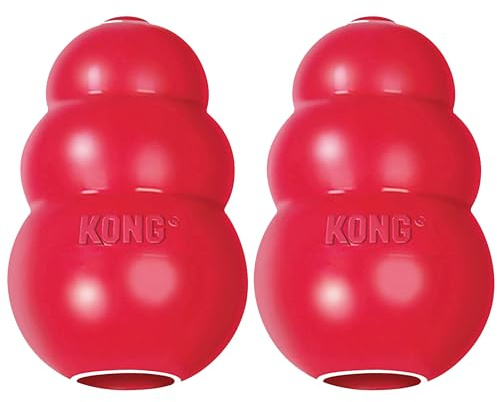 KONG Classic Stuffable Dog Toy - Fetch & Chew Toy for Dogs - Treat-Filling Capabilities & Erratic Bounce for Extended Play Time - Durable Natural Rubber Material - for Extra Large Dogs (Pack of 2)
