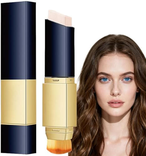 2-In-1 White Foundation Stick,Color Changing Foundation Stick,Natural Full Coverage Concealer,Waterproof Concealer Sticks with Brushes,Moisturizing Double-Ended Concealing S/tick,Ivory