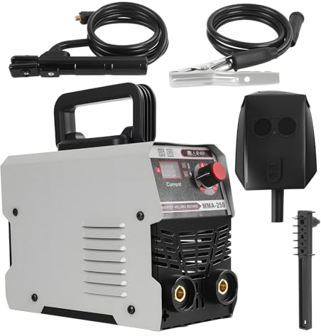 Poste a Souder Portable,MMA-250 Poste A Souder Fil Fourré,220V Fer a Souder,soudeuse à onduleur IGBT avec démarrage à chaud, soudeuse à l'arc pour baguettes de 1/16. à 1/8 (Blanc)