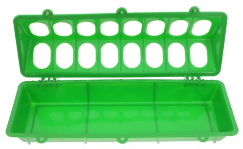 SOIMISS Plastic Flip Top Bird Feeder for Pigeons and Quail Spill Proof Portable Poultry Feeding Trough Suitable for Outdoor Use Green Plastic Chicken Feed Dispenser