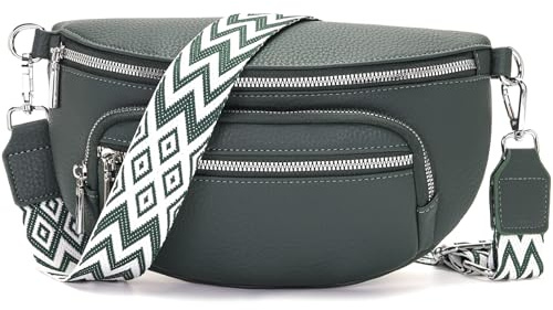 Sasrymnl sac banane femme Vert gris sac bandoulière femme cuir vegan sacoche banane bandouliere tendance Bandoulière amovible et réglable