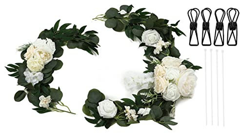 Aramox Bröllopsvälkomstskyltar Blomdekorationer Plast Skumros Välkommen Blomsterdekorationer 2 Set Verklighetstrogna Ren Färg Återanvändbar för Bröllopsmottagning Ceremoni Hem Dörrvägg (18063-XBS)