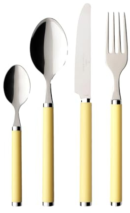 Villeroy und Boch Play Sunny Day Tafelbesteck, für bis zu 6 Personen, 24-teilig, Edelstahl, Griff aus gelbem Kunststoff