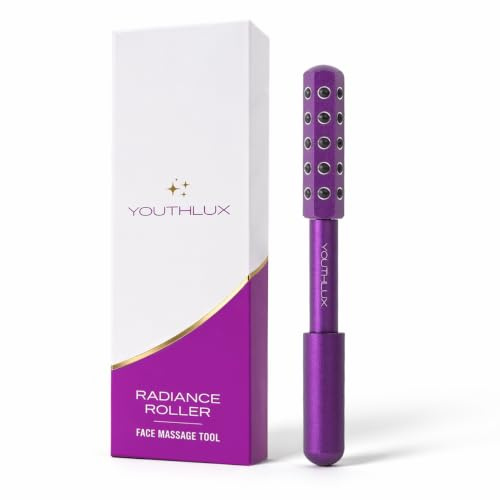 YOUTHLUX Radiance Roller – Germanium sten ansiktsmassageverktyg/trollstav ansiktsrulle för lyft, skulptering, avpuffning, glöd, energigivande och kylande effekt (lila)