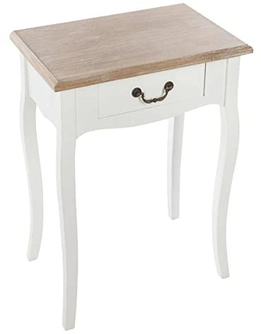 AC-Déco Atmosphera - Nachttisch Chrysa - weiß und Holz - Weiß