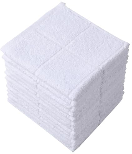 Glynniss Strofinacci da cucina altamente assorbenti, 100% cotone, per lavare i piatti, pulizia (30 x 30 cm, 12 pezzi, bianco)