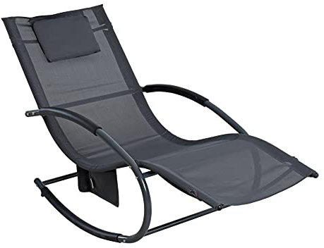 ESTEXO Sonnenliege Relaxliege Gartenliege Liegestuhl Schaukelliege Swing mit Tasche Liege Swingliege (Grau)