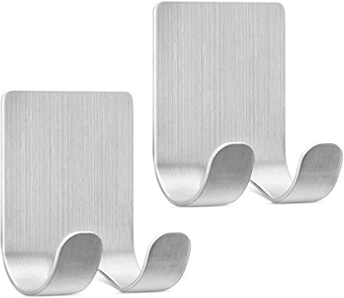Hotype Gancio Autoadesivo, Ganci Adesivi in Acciaio Inossidabile, Gancio Porta Rasoio Doccia, Ganci Appendiabiti, Gancio Asciugamano per la Stanza da Bagno della Camera da Letto del Bagno, 2 Pezzi