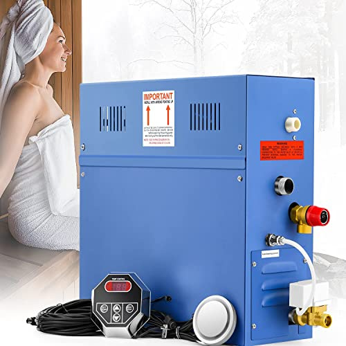 Hapyvergo Steam Shower Generator Kit 6KW for Bath Sauna SPA, Self-draining System, Aromatherapy Steam Head, LED Waterproof Controller 77-131℉ For Home Commercial Use