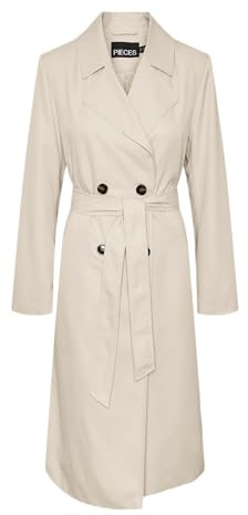 Pieces Mujer Pcscarlett LS Noos Gabardina, Gris Plateado., XL