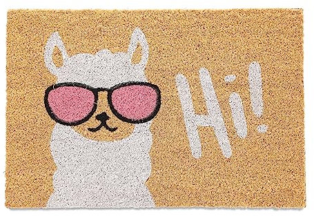 Relaxdays Fußmatte Lama, Kokos, 60 x 40 cm, rutschfest, wetterfest, Fußabstreifer innen & außen, Kokosmatte, Mehrfarbig