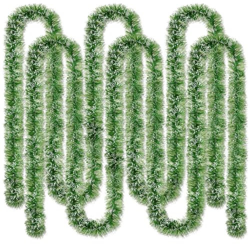 Weihnachtsgirlande Künstliche Kieferngirlande Feiertag Girlande Weiche Grüne Girlande für Weihnachtsbaum Garten Hochzeit Partyzubehör Treppe Kamin Deko Drinnen Draußen (98 Fuß, Grüne Frostspitze)