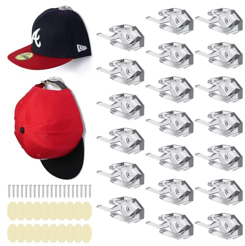 DBAILY Hat Hooks, 20pcs Adhesive Hat Hooks, Hat Rack for Wall, Baseball Cap Holder, Minimalist Hat Holder Clothes Hook Hat Storage Hat Rack for Wall