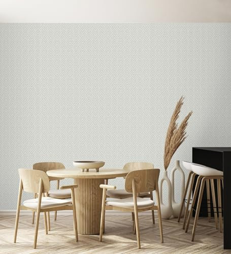 GAULAN 682458 - Papel pintado vinílico de espigas efecto fibra vegetal gris claro con textura en relieve para pared salón cocina baño dormitorio pasillo - Rollo de 10 m x 0,52 m