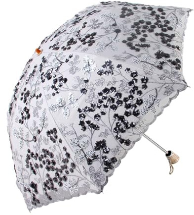 BYNYXI Spetsparaply broderi, 50 cm blomma bröllopsparaply brudparaply dubbelskikt solskydd vikbart paraply spets parasoll för bröllop fest brud fotografering