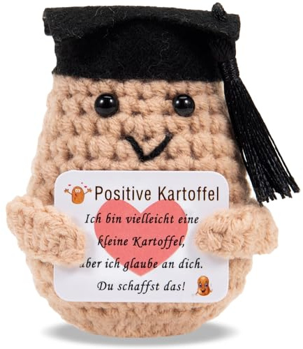Aruigu Bachelor Geschenk Positive Kartoffel, Master Abschluss Glücksbringer Prüfung, Mutmacher, Pocket Hug, Bachelor Deko, Wolle Potato Puppe Positiver Mit Energiekarte