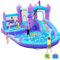 GYMMALL Inflatable Bounce House for Kids 3-10, Purple Dream House Bouncy Castle with Water Slide and 550W Air Blower, Large Bouncy House with Jumping Space, Ball Pit, Swim Pool, Ring Toss, Basketballs