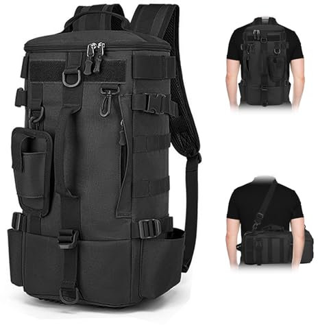MeYuxg Zaino per Canna da Pesca,Zaino per Attrezzatura da Pesca Borsa per Canna da Pesca Cilindrica Portatile di Grande Capacità,Borsa Leggera per Attrezzatura da Pesca,Robusta,Anti-abrasione (Nero)