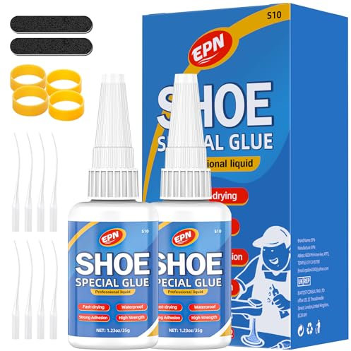 EPN Super Glue for Shoe Repair, 35g Heavy Duty Waterproof Adhesive – Strong Bond for Soles, Boots, Sneakers, Athletic Shoes, Heels, Sandals, Fast Drying, Long-Lasting, Pack of 2