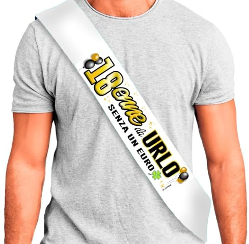 DFPRIME FASCIA 18 ANNI - Fascia Compleanno 18° da Urlo SENZA UN EURO – Gadget Divertente e Scherzoso per Ragazzo e Ragazza – Gadget Compleanno – Regalo Originale Maggiorenne