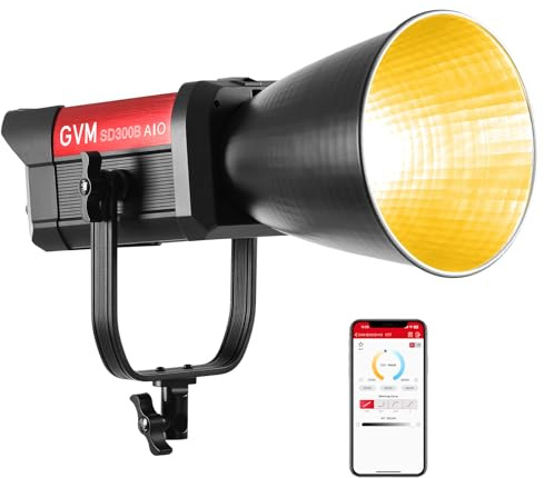 GVM 300W LED Video Light, 221950lux/1m, ARO SD300B Fotografia Kit di illuminazione con APP Control, 2700K-6800K Studio Light Kit Illuminazione Continua per YouTube, Film, 12 Effetti Scene
