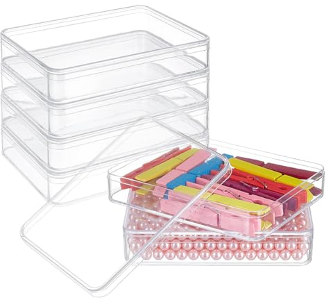 BENECREAT 6 caja de Almacenamiento de Acrílico con Tapa, Contenedores de Almacenamiento Rectangulares de 13x10x2.6cm, Vitrinas de Plástico Transparente para Bodas, Fiesta, Accesorios de la Joya