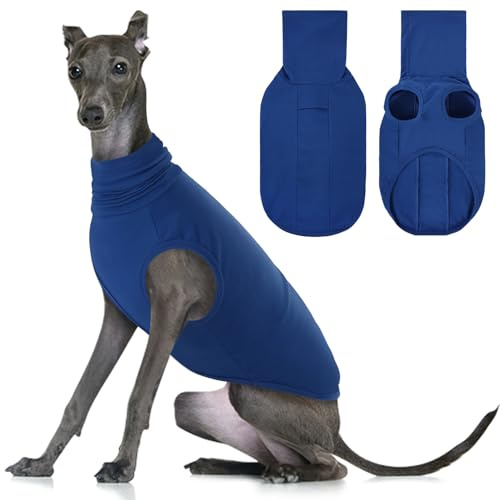 CITÉTOILE Suéter para Perro con Cuello Alto - Abrigo Polar de Invierno Protección para Orejas Adecuado para Perros pequeños a Grandes Antiansiedad y contra Ruidos Azul 2XL