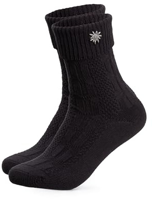 HerzSticht Chaussettes Traditionnelles Bavaroise Femme lot de 1 (modèle: Edelweiss) Noir 39-42