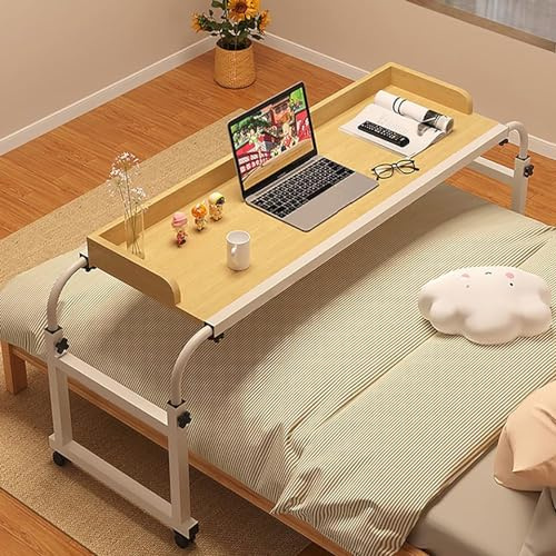 Mesa ajustable con ruedas, estación de trabajo portátil para cama, ideal para laptop, comidas y lectura