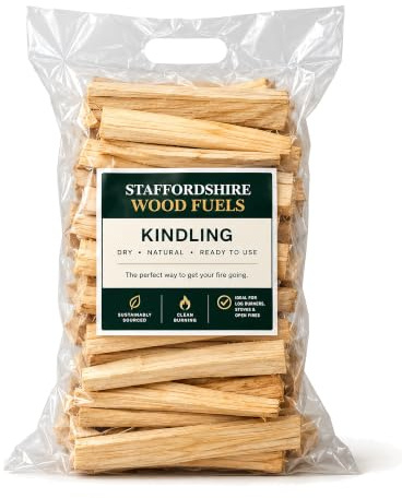 Staffordshire Wood Fuels Kindling Wood 3KG | Kiln-Dried Firewood, Smokeless Logs, Instant Light, Long-Burning Heat Logs for Wood Burners, BBQs & Pizza Ovens