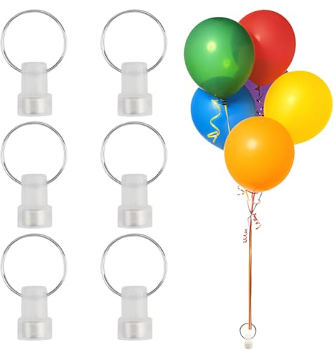 AEUXZA 6 Piezas Pesos Magnéticos para Globos de Helio, Contrapesos Reutilizables con Anillo para Decoración de Bodas, Cumpleaños y Fiestas, Blancos, Pequeños y Discretos
