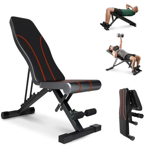 Adjustable Weight Bench Foldable – Incline Decline Adjustable Weight Bench for Home Gym, Heavy Duty 800LB Utility Bench for Full Body Workout, Sit Up & Bench Press Training