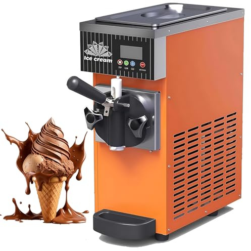 SHUMIAO 450W Máquina De Helados Soft Heladera Maquina Helados Soft Comercial Maquina Helados Soft Vertical Ice Cream Maker 4-5kg/H, Limpieza Automática Y Pantalla LCD, para Tiendas Bebidas Orange