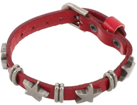 Healeved Armband med spikar och nitar - Rött punkläderarmband med nitar och stjärnnitar - Manschettband för rockkonsert, cosplay, scenframträdande