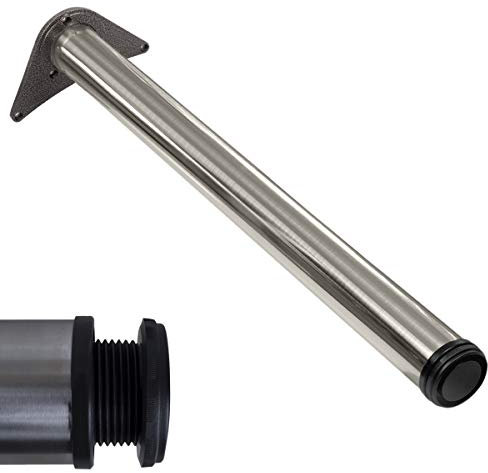 Stahlia 1x Edelstahl Optik Tischfuß Ø60 mm Tischbein Möbelfuß |Höhe : 820 mm | höhenverstellbar + 30 mm|inkl. Befestigungsmaterial