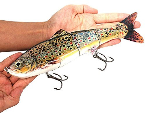 Sfeexun Swimbaits for Bass Lifelike 4 Segment Big Giant Sinking Fishing Bass Lures Artificial Hard Bait Swimbait for Fishing, Great for Fisherman Dad Gift (Spot)