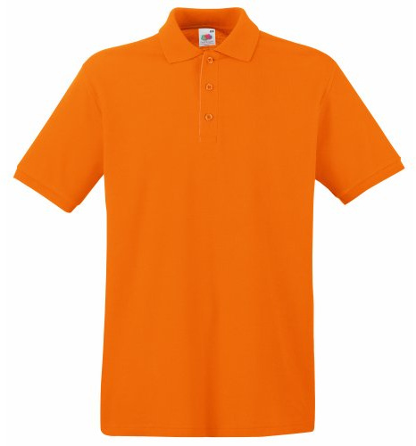 Fruit of the Loom Men's 100% Cotton Premium Piqué Short Sleeve Polo Shirt - Orange - L