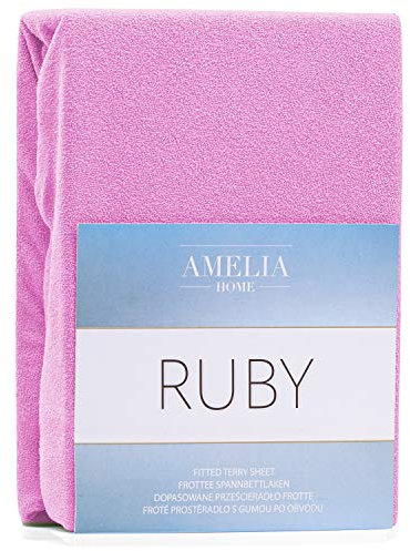 AmeliaHome Spannbettlaken 160x200-180x200 cm Frottee Baumwolle Spannbetttuch, Fuchsia